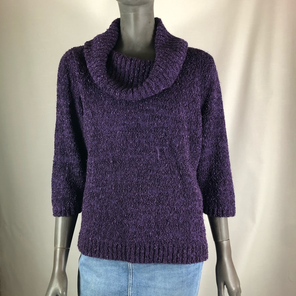 JM Collection Cow Neck cropped sweater purple XL